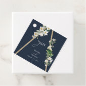 ボヘミアンウッドピラミッドホワイト花模様ズ結婚ブルー フェイバータグ (インサイチュ)