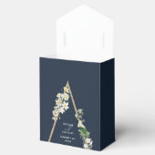 ボヘミアンウッドピラミッドホワイト花模様ズ結婚ブルー フェイバーボックス (オープン)