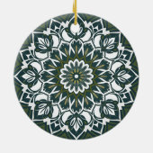 ボヘミアンエクレクティックスタイルグリーンマンダラ セラミックオーナメント (裏面)
