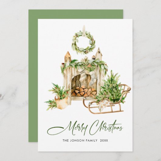 ボヘミアンエレガントクリスマスツリーの構成 シーズンカード (正面/裏面)