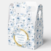 ボヘミアンエレガントダスティーブルー金ゴールド結婚式の引き出物ボックス フェイバーボックス (オープン)