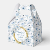 ボヘミアンエレガントダスティーブルー金ゴールド結婚式の引き出物ボックス フェイバーボックス (正面サイド)