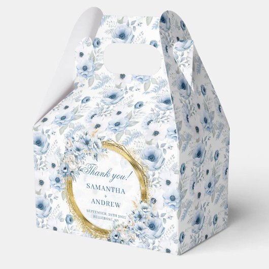 ボヘミアンエレガントダスティーブルー金ゴールド結婚式の引き出物ボックス フェイバーボックス