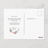 ボヘミアンエレガントフローラブライデスメイド招待状 ポストカード (裏面)