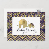 ボヘミアンエレファント&シェブロンベビーシャワー招待状 インビテーションポストカード (正面/裏面)