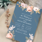 ボヘミアンエレメンタルブルーペオニー結婚式招待状 招待状