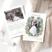 ボヘミアンオリーブの木の枝のリース結婚の写真 サンキューカード