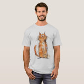 ボヘミアンオレンジの猫 お茶目でクセ者 Tシャツ (正面フル)