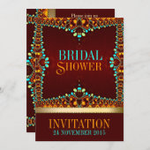 ボヘミアンオレンジターコイズ金ゴールドエキゾチックイースタン 招待状 (正面/裏面)