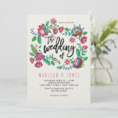 ボヘミアンオレンジフォークフラワーズボホシック結婚ズ 招待状 (スタンド正面)