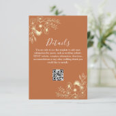 ボヘミアンオレンジ結婚式詳細QRコード エンクロージャーカード (スタンド正面)