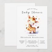 ボヘミアンオンラインキリン赤ちゃんシャワー 招待状 (正面/裏面)