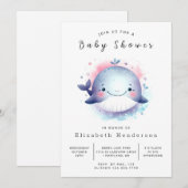 ボヘミアンオンライン鯨の赤ちゃんシャワー 招待状 (正面/裏面)