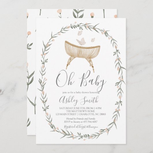 ボヘミアンオーベビーシャワー招待状 招待状 (正面/裏面)
