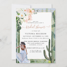 ボヘミアンカクタスデザートフローラブライダルシャワーインヴィタ 招待状
