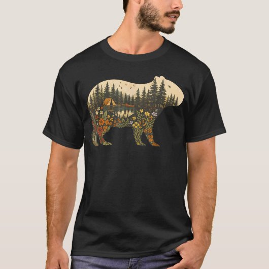 ボヘミアンカピバラ植物森自然野の花 Tシャツ (正面)