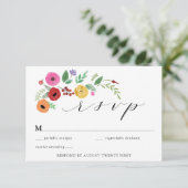 ボヘミアンカラフルフローラRSVPエンクロージャカード 招待状 (スタンド正面)
