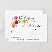 ボヘミアンカラフルフローラRSVPエンクロージャカード 招待状 (正面/裏面)