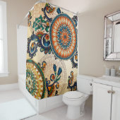ボヘミアンカラフルボホヒッピモダンシックパターン シャワーカーテン (インサイチュ)