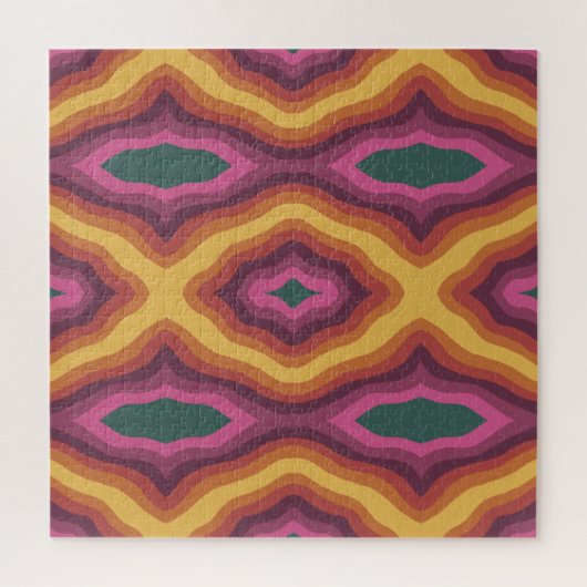 ボヘミアンカラーパレットウェーブラティスパターンアート ジグソーパズル (縦)