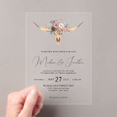 ボヘミアンカントリースタイルフローラブルスカル結婚ズ アクリル招待状 (インサイチュ (ポータブル))