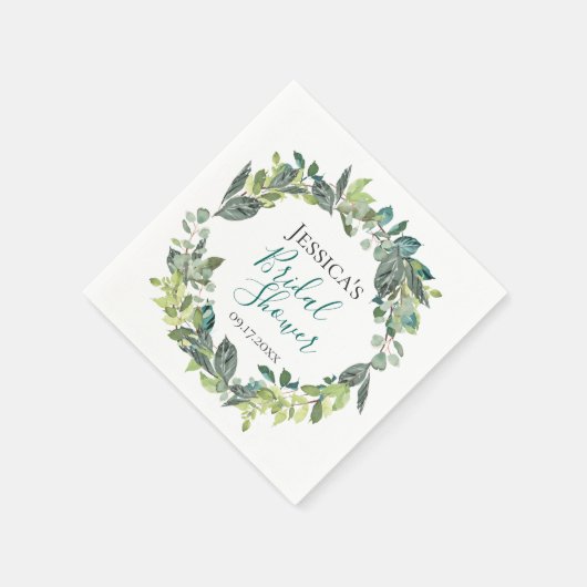 ボヘミアンガーデンフォイルパーソナライズされたリース スタンダードカクテルナプキン (角)