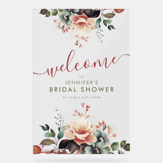 ボヘミアンガーデンフローラブライダルシャワーへようこそ アクリルサイン (正面)