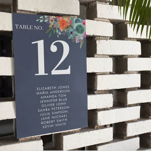 ボヘミアンガーデンブルーボホワイルドフラワー結婚ズ テーブルナンバー