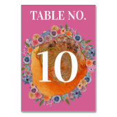ボヘミアンガーデンホットピンクボホワイルドフラワー結婚ズ テーブルナンバー (正面)