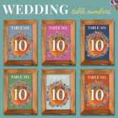 ボヘミアンガーデンホットピンクボホワイルドフラワー結婚ズ テーブルナンバー