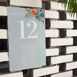 ボヘミアンガーデンライトブルーボホワイルドフラワー結婚ズ テーブルナンバー