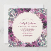 ボヘミアンガーデン パープル ウォーターカラー フラワーズ ウェディング 招待状 (正面)