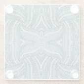 ボヘミアンガーリーシックなシルバーグレーターコイズブルー ガラスコースター (裏面)