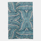 ボヘミアンガーリーシックなシルバーグレーターコイズブルー キッチンタオル (縦)