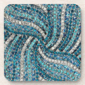 ボヘミアンガーリーシックなシルバーグレーターコイズブルー コースター (正面)