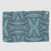 ボヘミアンガーリーシックなシルバーグレーターコイズブルー ゴルフタオル (横)