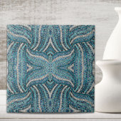 ボヘミアンガーリーシックなシルバーグレーターコイズブルー タイル