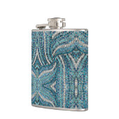 ボヘミアンガーリーシックなシルバーグレーターコイズブルー フラスク (左)
