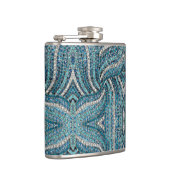 ボヘミアンガーリーシックなシルバーグレーターコイズブルー フラスク (右)