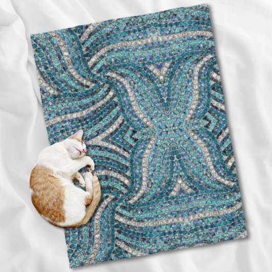 ボヘミアンガーリーシックなシルバーグレーターコイズブルー フリースブランケット