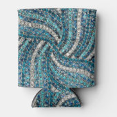 ボヘミアンガーリーシックなシルバーグレーターコイズブルー 缶クーラー (正面)