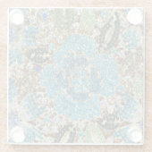 ボヘミアンガーリーシック銀ターコイズブルーフラワー ガラスコースター (裏面)