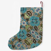 ボヘミアンガーリーシック銀ターコイズブルーフラワー スモールクリスマスストッキング (裏面)