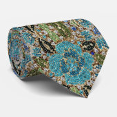 ボヘミアンガーリーシック銀ターコイズブルーフラワー ネクタイ (ロール)