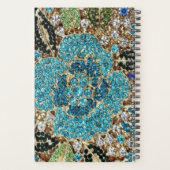 ボヘミアンガーリーシック銀ターコイズブルーフラワー プランナー手帳 (裏面)