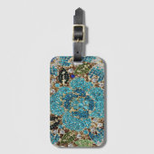 ボヘミアンガーリーシック銀ターコイズブルーフラワー ラゲッジタグ (正面縦)