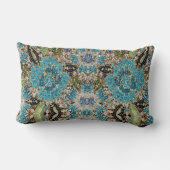 ボヘミアンガーリーシック銀ターコイズブルーフラワー ランバークッション (裏面)