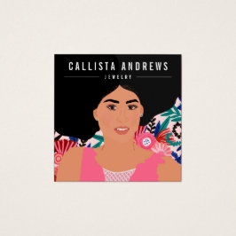 ボヘミアンガールイラストレーションイヤリングディスプレイカード