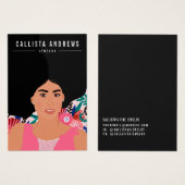 ボヘミアンガールイラストレーションイヤリングディスプレイカード (正面&裏面)