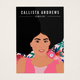 ボヘミアンガールイラストレーションイヤリングディスプレイカード